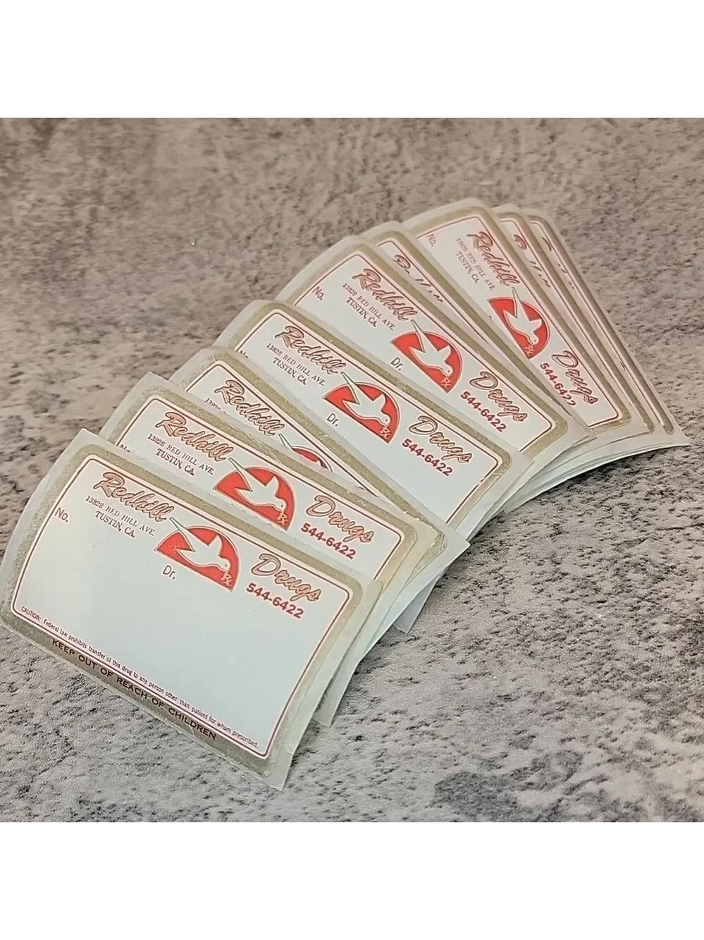 Vintage Rx prescription labels Unused pharmacy labels ephemera Redhill Drugs